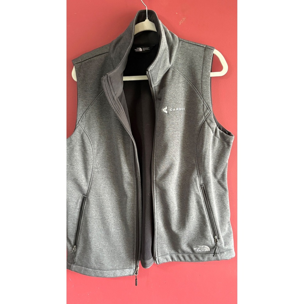 The North Face Mens Gray Softshell Full Zip Vest Carson Logo XL